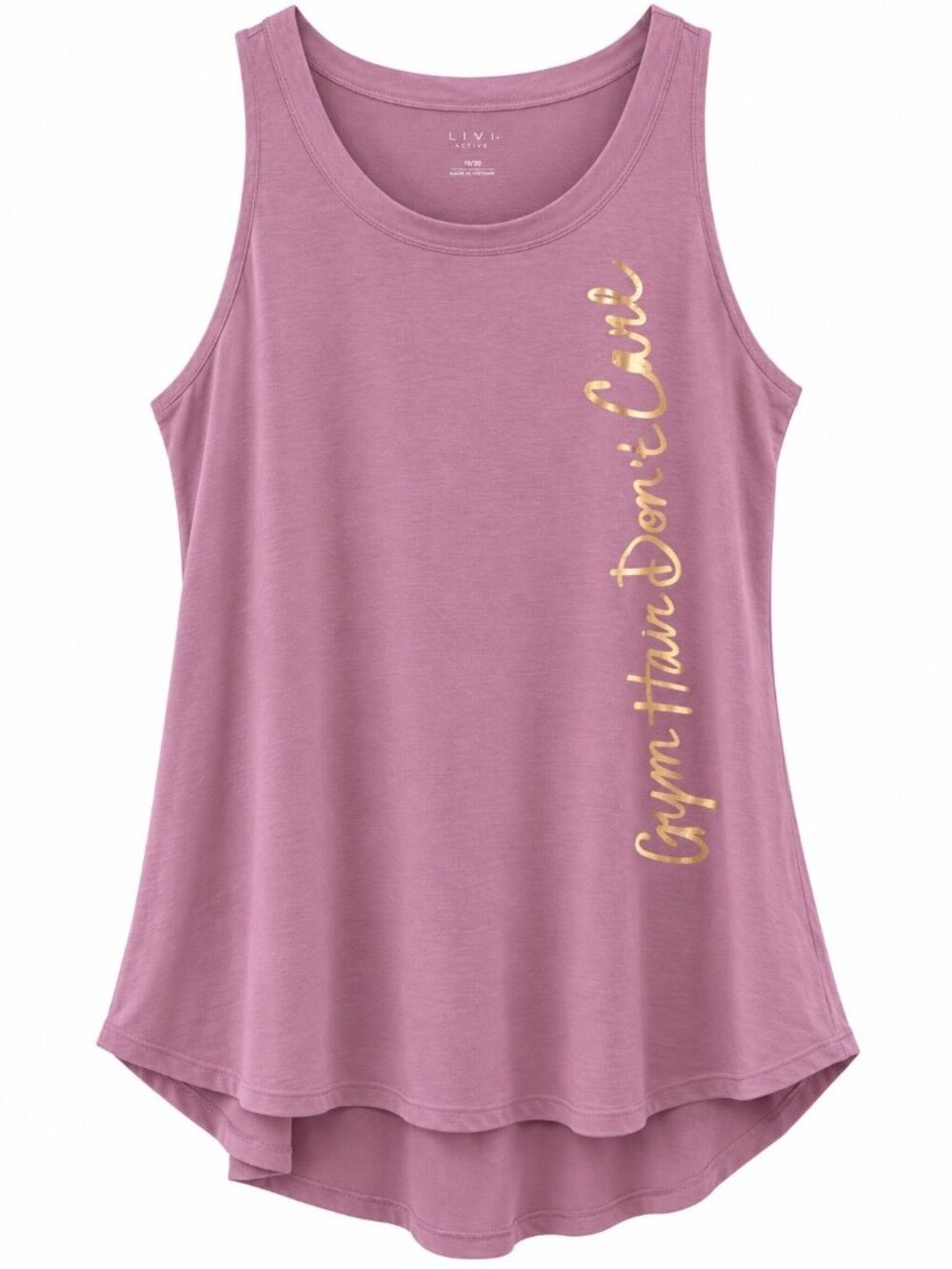Livi Active Womens Plus Size Tank Top Gym Hair Dont Care Graphic Pink Size 18/20